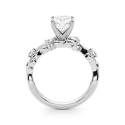 Regal Floral Leaf Dia Engagement Ring Round Diamond Engagement Ring in 10K/14K gold and platinum with certified lab-grown or natural diamonds