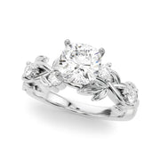 Regal Floral Leaf Dia Engagement Ring Round Diamond Engagement Ring in 10K/14K gold and platinum with certified lab-grown or natural diamonds