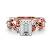 Regal Floral Leaf Dia Engagement Ring Round Diamond Engagement Ring in 10K/14K gold and platinum with certified lab-grown or natural diamonds