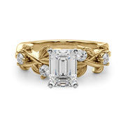 Regal Floral Leaf Dia Engagement Ring Round Diamond Engagement Ring in 10K/14K gold and platinum with certified lab-grown or natural diamonds