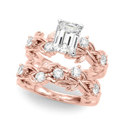 Regal Floral Leaf Dia Engagement Ring Round Diamond Engagement Ring in 10K/14K gold and platinum with certified lab-grown or natural diamonds