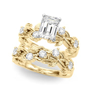 Regal Floral Leaf Dia Engagement Ring Round Diamond Engagement Ring in 10K/14K gold and platinum with certified lab-grown or natural diamonds