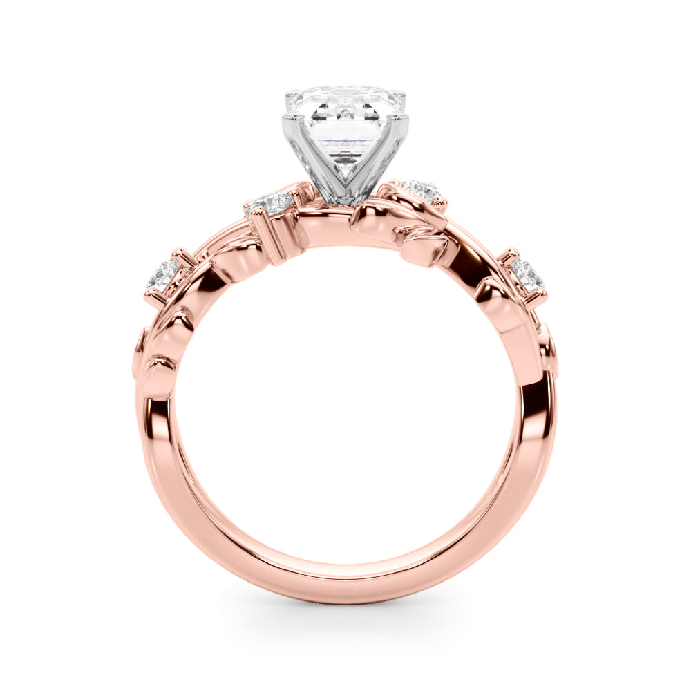 Regal Floral Leaf Dia Engagement Ring Round Diamond Engagement Ring in 10K/14K gold and platinum with certified lab-grown or natural diamonds