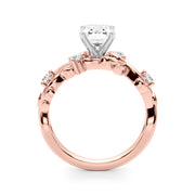 Regal Floral Leaf Dia Engagement Ring Round Diamond Engagement Ring in 10K/14K gold and platinum with certified lab-grown or natural diamonds