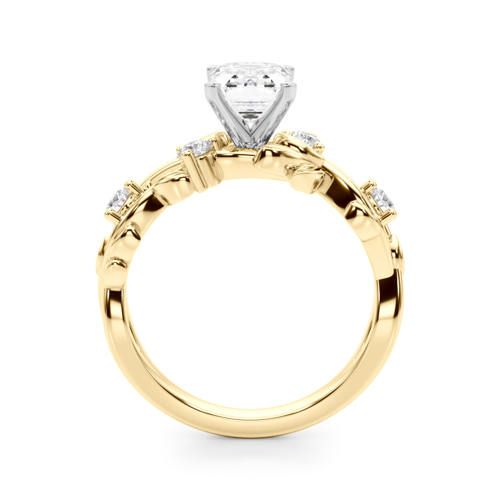 Regal Floral Leaf Dia Engagement Ring Round Diamond Engagement Ring in 10K/14K gold and platinum with certified lab-grown or natural diamonds
