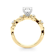 Regal Floral Leaf Dia Engagement Ring Round Diamond Engagement Ring in 10K/14K gold and platinum with certified lab-grown or natural diamonds