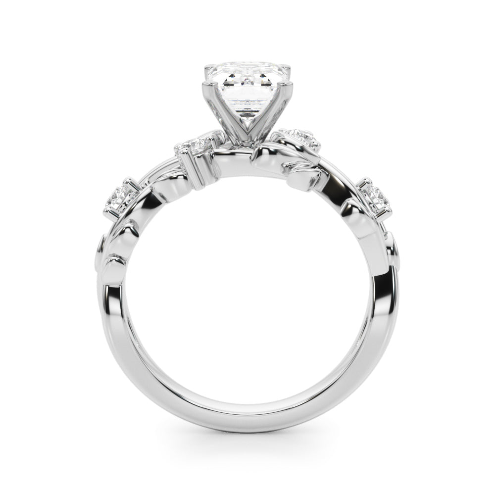 Regal Floral Leaf Dia Engagement Ring Round Diamond Engagement Ring in 10K/14K gold and platinum with certified lab-grown or natural diamonds