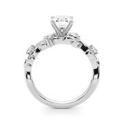 Regal Floral Leaf Dia Engagement Ring Round Diamond Engagement Ring in 10K/14K gold and platinum with certified lab-grown or natural diamonds