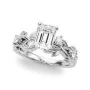 Regal Floral Leaf Dia Engagement Ring Round Diamond Engagement Ring in 10K/14K gold and platinum with certified lab-grown or natural diamonds