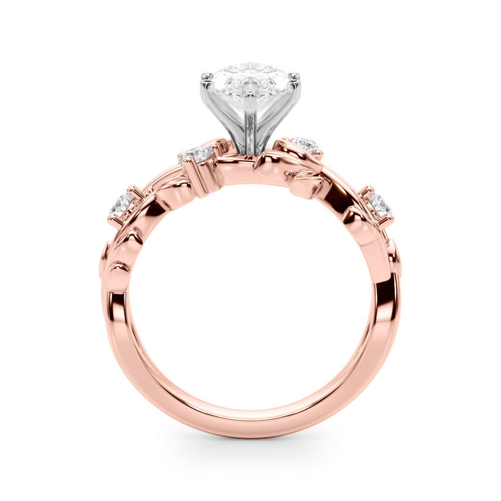 Regal Floral Leaf Dia Engagement Ring Round Diamond Engagement Ring in 10K/14K gold and platinum with certified lab-grown or natural diamonds