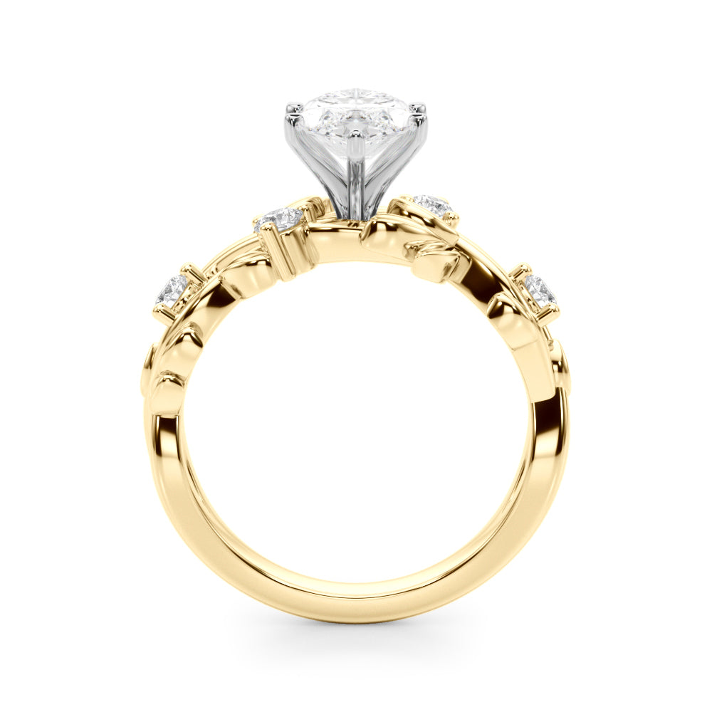 Regal Floral Leaf Dia Engagement Ring Round Diamond Engagement Ring in 10K/14K gold and platinum with certified lab-grown or natural diamonds