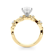 Regal Floral Leaf Dia Engagement Ring Round Diamond Engagement Ring in 10K/14K gold and platinum with certified lab-grown or natural diamonds