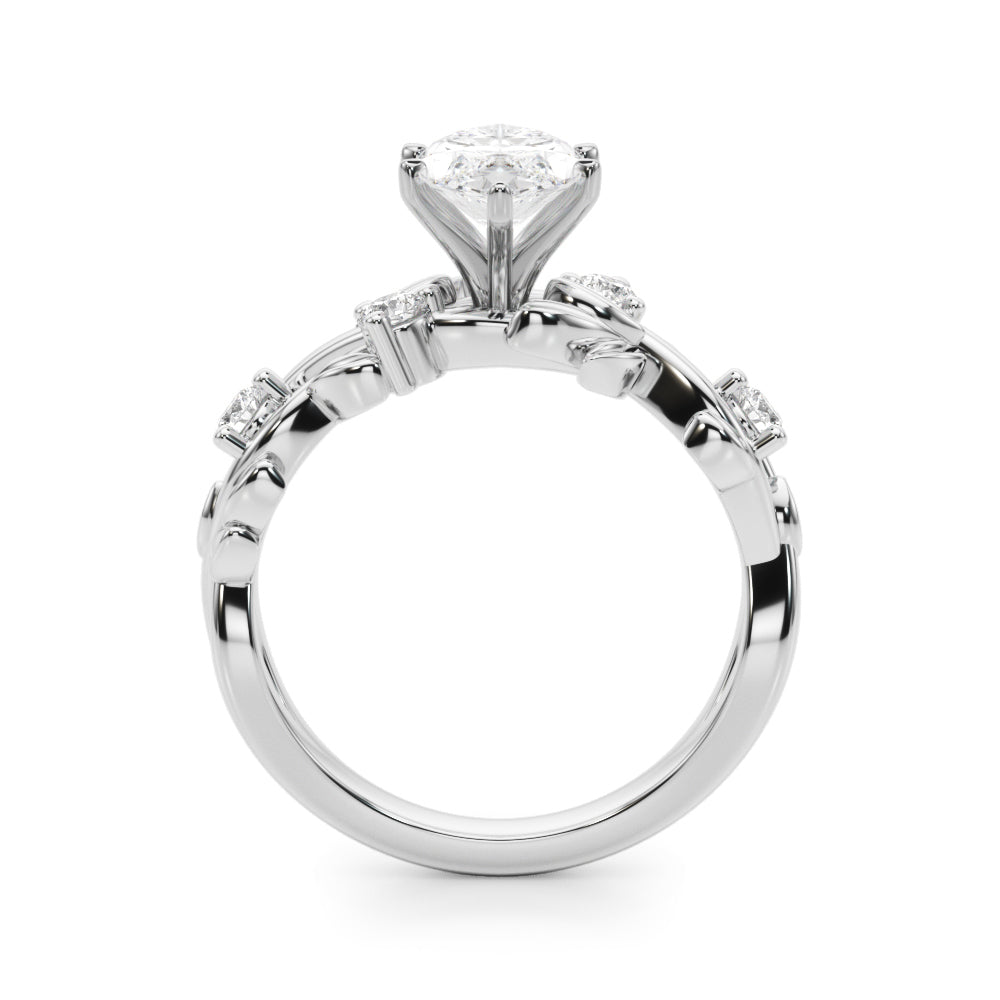 Regal Floral Leaf Dia Engagement Ring Round Diamond Engagement Ring in 10K/14K gold and platinum with certified lab-grown or natural diamonds
