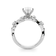 Regal Floral Leaf Dia Engagement Ring Round Diamond Engagement Ring in 10K/14K gold and platinum with certified lab-grown or natural diamonds