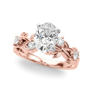 Regal Floral Leaf Dia Engagement Ring Round Diamond Engagement Ring in 10K/14K gold and platinum with certified lab-grown or natural diamonds