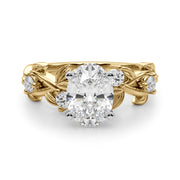 Regal Floral Leaf Dia Engagement Ring Round Diamond Engagement Ring in 10K/14K gold and platinum with certified lab-grown or natural diamonds