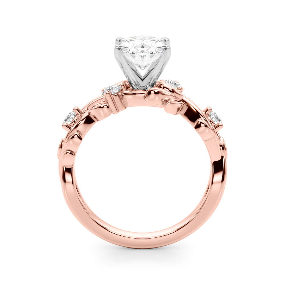 Regal Floral Leaf Dia Engagement Ring Round Diamond Engagement Ring in 10K/14K gold and platinum with certified lab-grown or natural diamonds