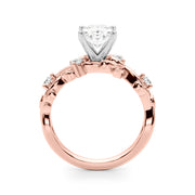 Regal Floral Leaf Dia Engagement Ring Round Diamond Engagement Ring in 10K/14K gold and platinum with certified lab-grown or natural diamonds