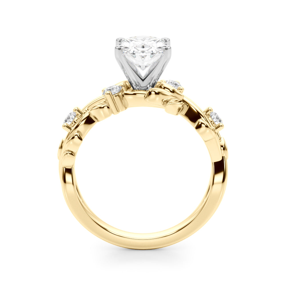 Regal Floral Leaf Dia Engagement Ring Round Diamond Engagement Ring in 10K/14K gold and platinum with certified lab-grown or natural diamonds