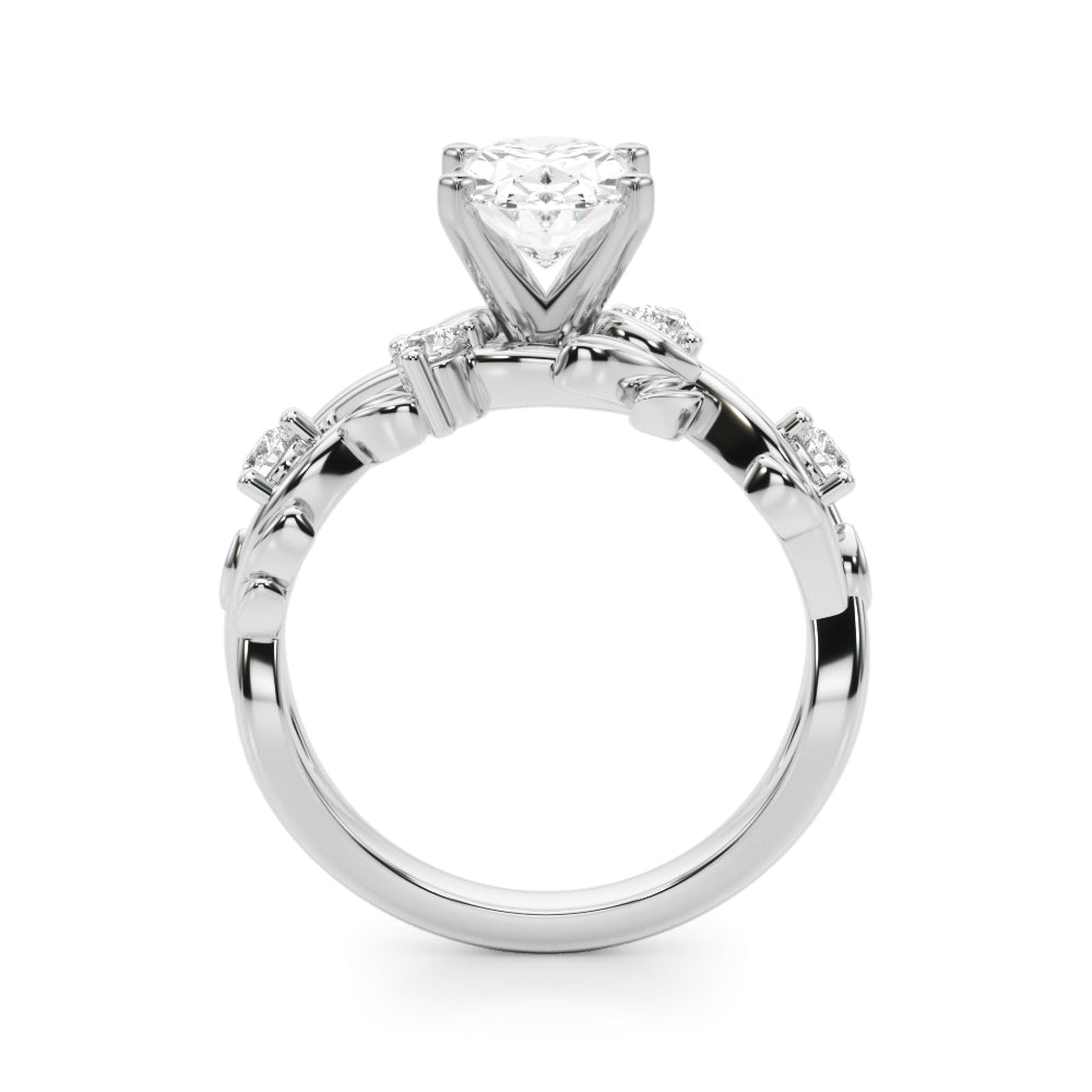 Regal Floral Leaf Dia Engagement Ring Round Diamond Engagement Ring in 10K/14K gold and platinum with certified lab-grown or natural diamonds