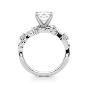 Regal Floral Leaf Dia Engagement Ring Round Diamond Engagement Ring in 10K/14K gold and platinum with certified lab-grown or natural diamonds