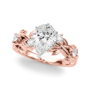 Regal Floral Leaf Dia Engagement Ring Round Diamond Engagement Ring in 10K/14K gold and platinum with certified lab-grown or natural diamonds