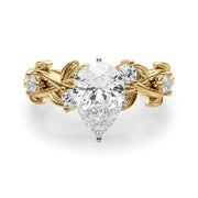 Regal Floral Leaf Dia Engagement Ring Round Diamond Engagement Ring in 10K/14K gold and platinum with certified lab-grown or natural diamonds