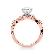Regal Floral Leaf Dia Engagement Ring Round Diamond Engagement Ring in 10K/14K gold and platinum with certified lab-grown or natural diamonds
