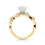Regal Floral Leaf Dia Engagement Ring Round Diamond Engagement Ring in 10K/14K gold and platinum with certified lab-grown or natural diamonds