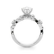 Regal Floral Leaf Dia Engagement Ring Round Diamond Engagement Ring in 10K/14K gold and platinum with certified lab-grown or natural diamonds