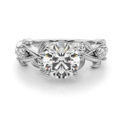 Regal Floral Leaf Dia Engagement Ring Round Diamond Engagement Ring in 10K/14K gold and platinum with certified lab-grown or natural diamonds