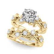 Regal Floral Leaf Dia Engagement Ring Round Diamond Engagement Ring in 10K/14K gold and platinum with certified lab-grown or natural diamonds
