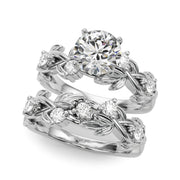 Regal Floral Leaf Dia Engagement Ring Round Diamond Engagement Ring in 10K/14K gold and platinum with certified lab-grown or natural diamonds