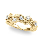 Floral Half Eternity Ring in 10K/14K gold and platinum with certified lab-grown or natural diamonds