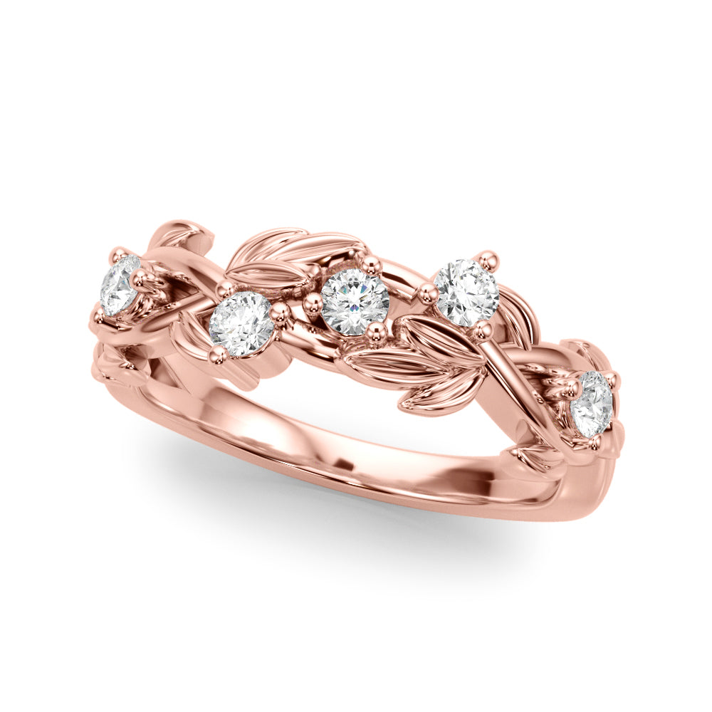 Floral Half Eternity Ring in Gold & Platinum