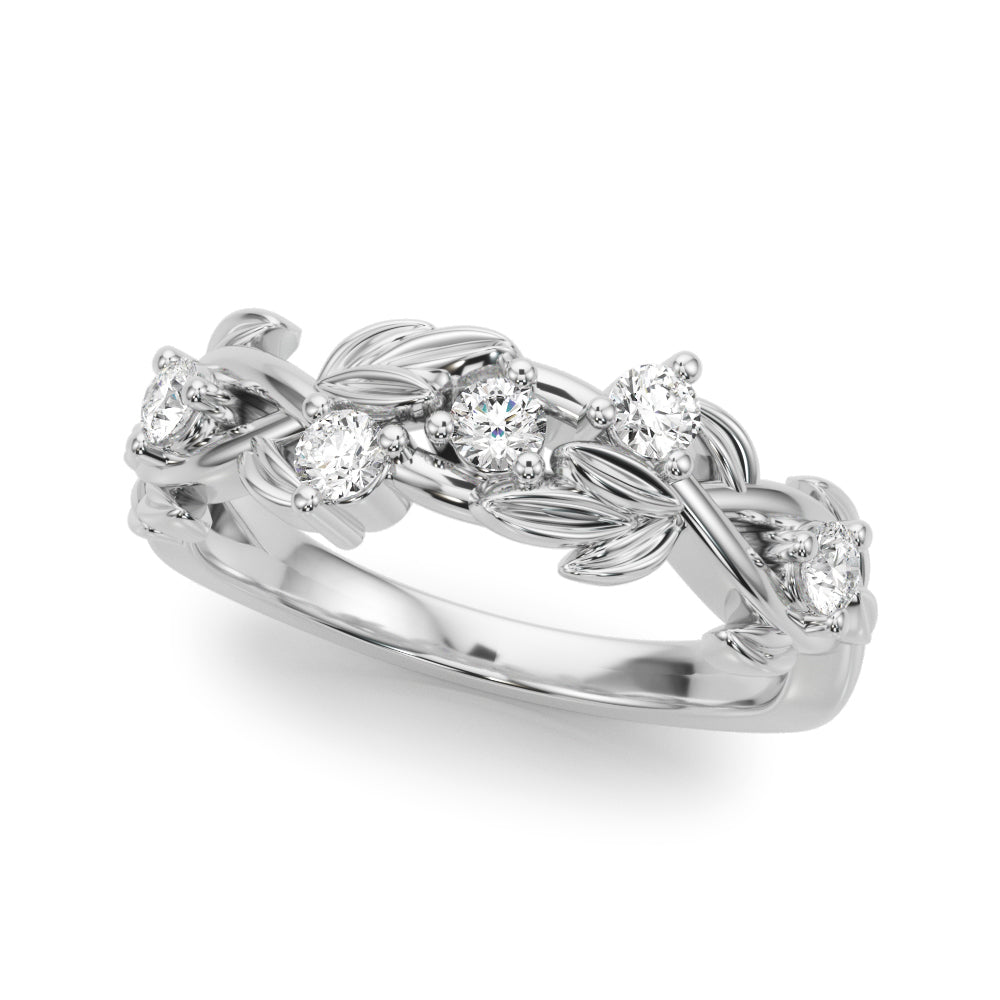 Floral Half Eternity Ring in Gold & Platinum