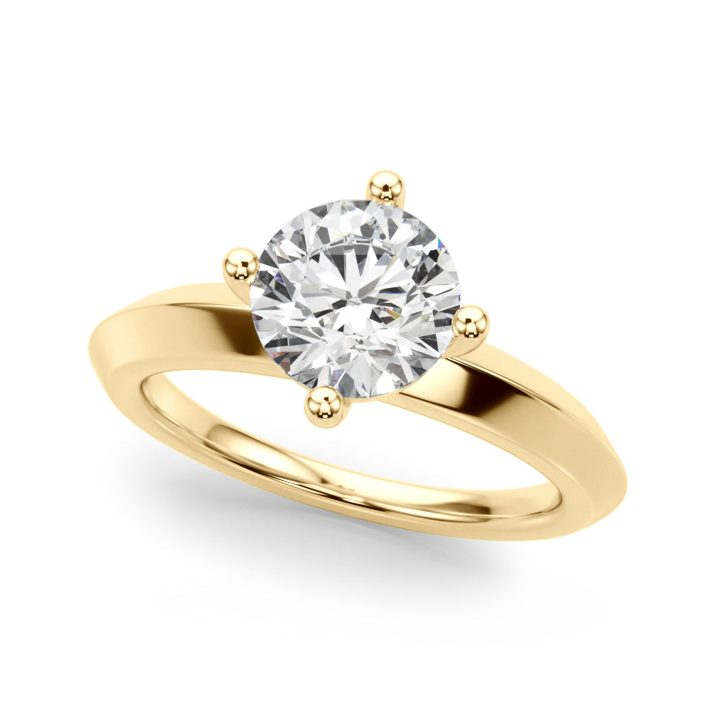 Sophisticated Knife Edge Solitaire Eng Ring Round Diamond Engagement Ring in 10K/14K gold and platinum with certified lab-grown or natural diamonds