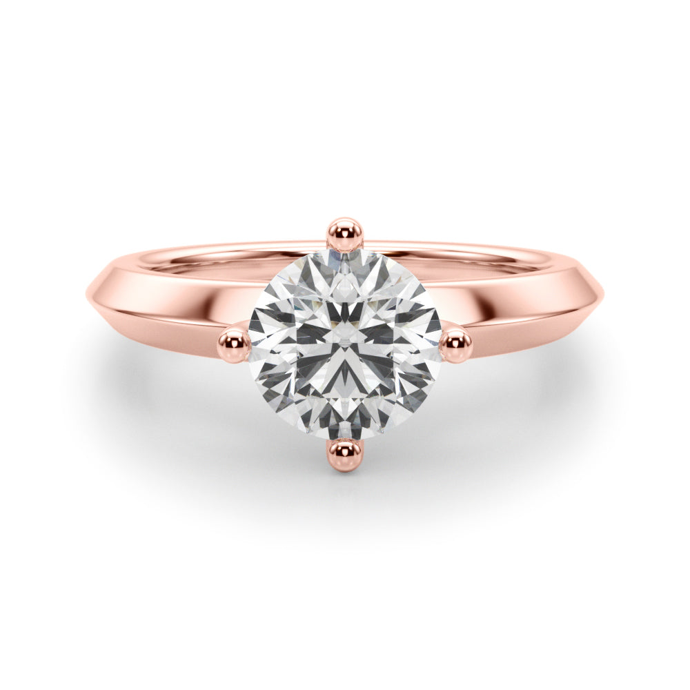Sophisticated Knife Edge Solitaire Eng Ring Round Diamond Engagement Ring in 10K/14K gold and platinum with certified lab-grown or natural diamonds