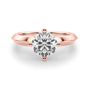 Sophisticated Knife Edge Solitaire Eng Ring Round Diamond Engagement Ring in 10K/14K gold and platinum with certified lab-grown or natural diamonds