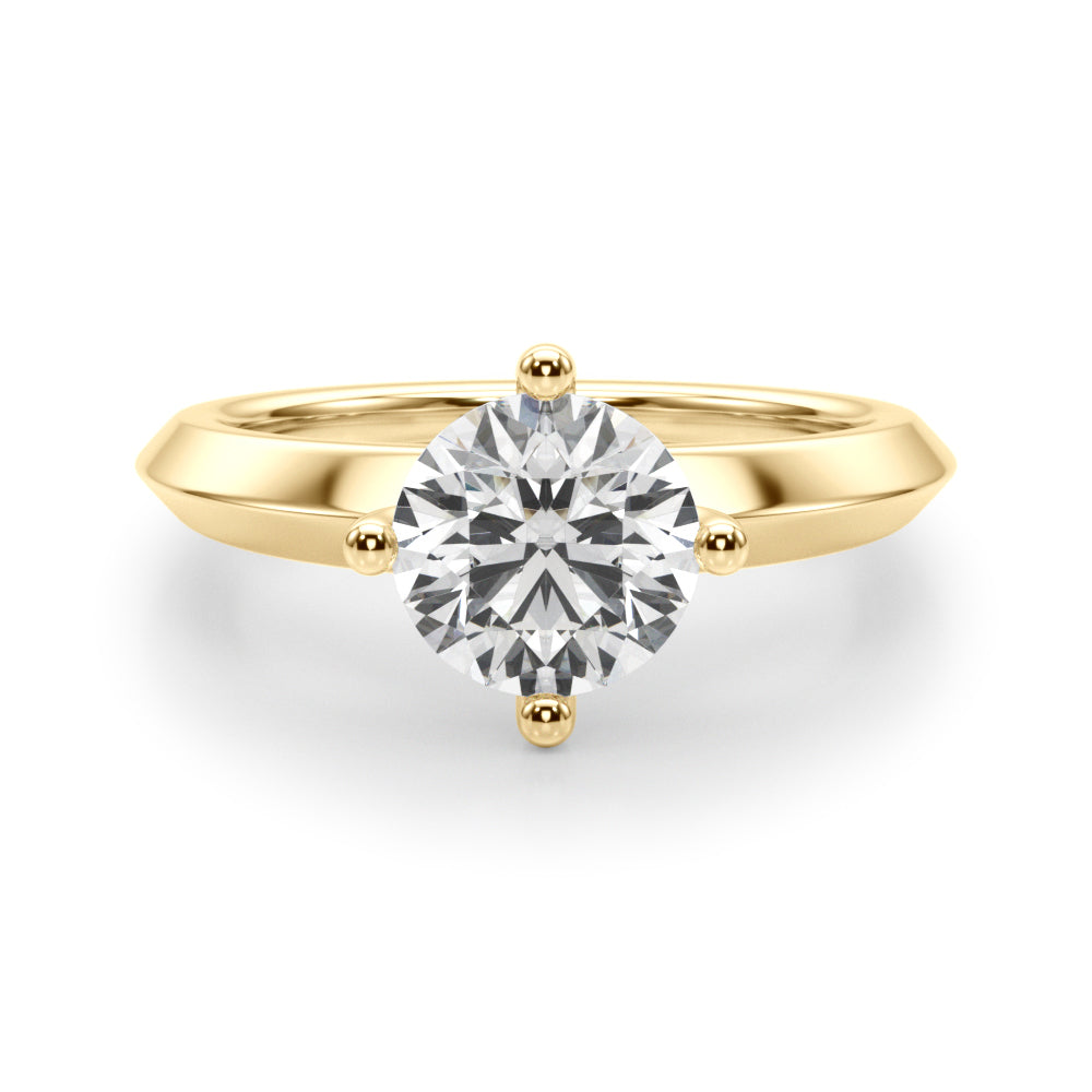 Sophisticated Knife Edge Solitaire Eng Ring Round Diamond Engagement Ring in 10K/14K gold and platinum with certified lab-grown or natural diamonds