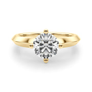 Sophisticated Knife Edge Solitaire Eng Ring Round Diamond Engagement Ring in 10K/14K gold and platinum with certified lab-grown or natural diamonds