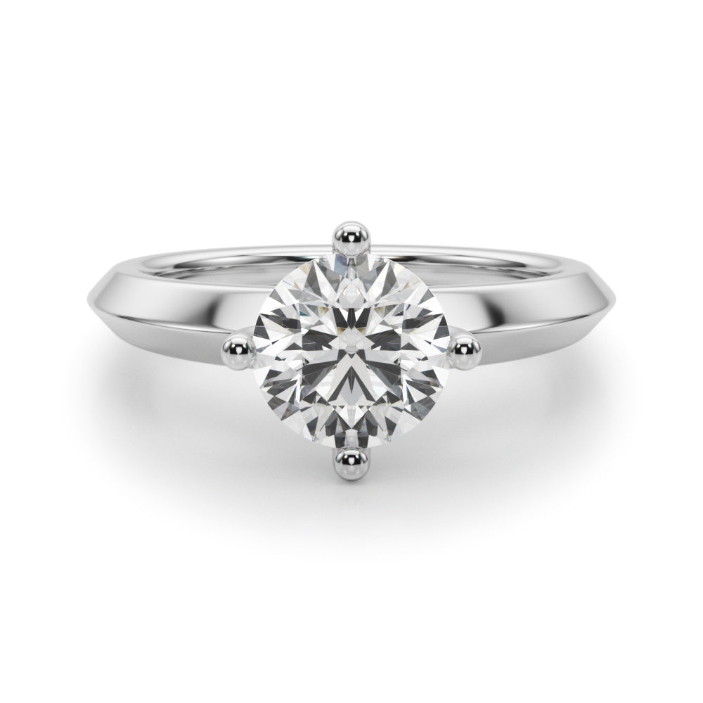 Sophisticated Knife Edge Solitaire Eng Ring Round Diamond Engagement Ring in 10K/14K gold and platinum with certified lab-grown or natural diamonds