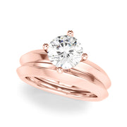 Sophisticated Knife Edge Solitaire Eng Ring Round Diamond Engagement Ring in 10K/14K gold and platinum with certified lab-grown or natural diamonds