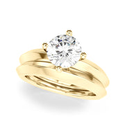 Sophisticated Knife Edge Solitaire Eng Ring Round Diamond Engagement Ring in 10K/14K gold and platinum with certified lab-grown or natural diamonds