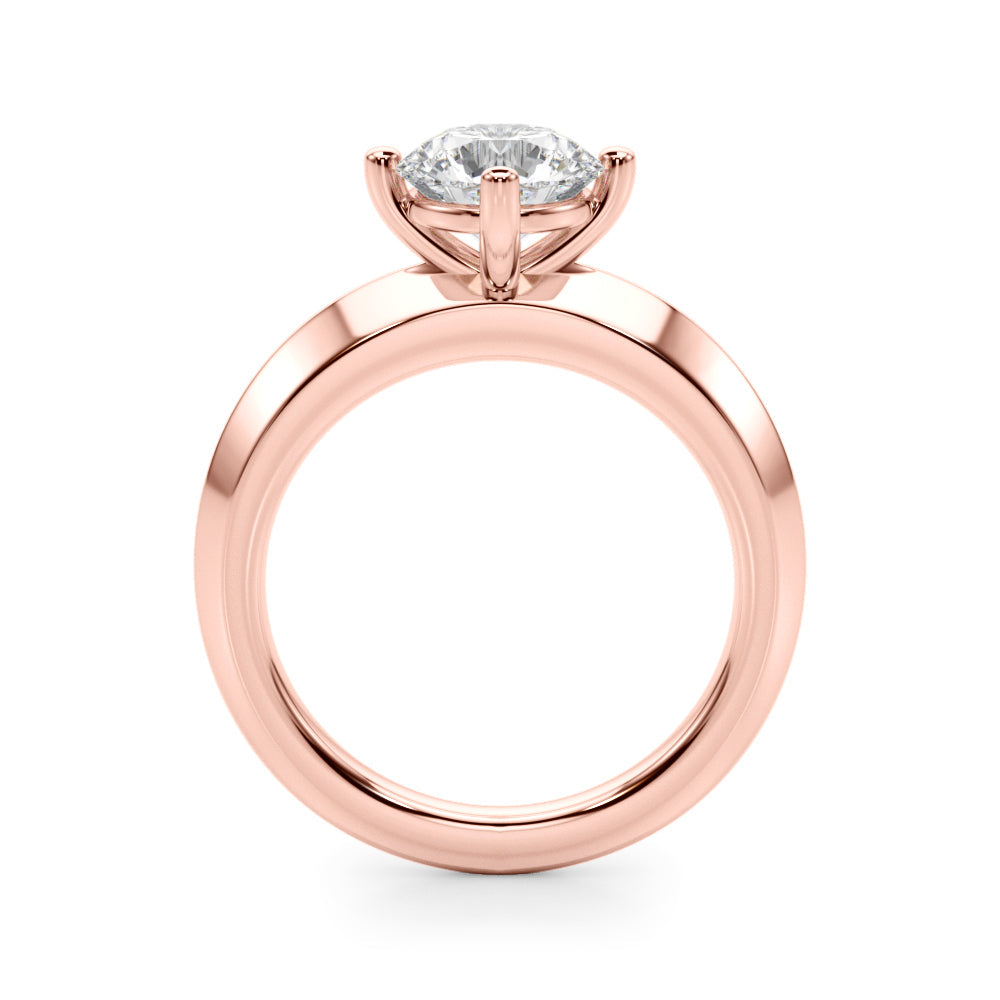 Sophisticated Knife Edge Solitaire Eng Ring Round Diamond Engagement Ring in 10K/14K gold and platinum with certified lab-grown or natural diamonds