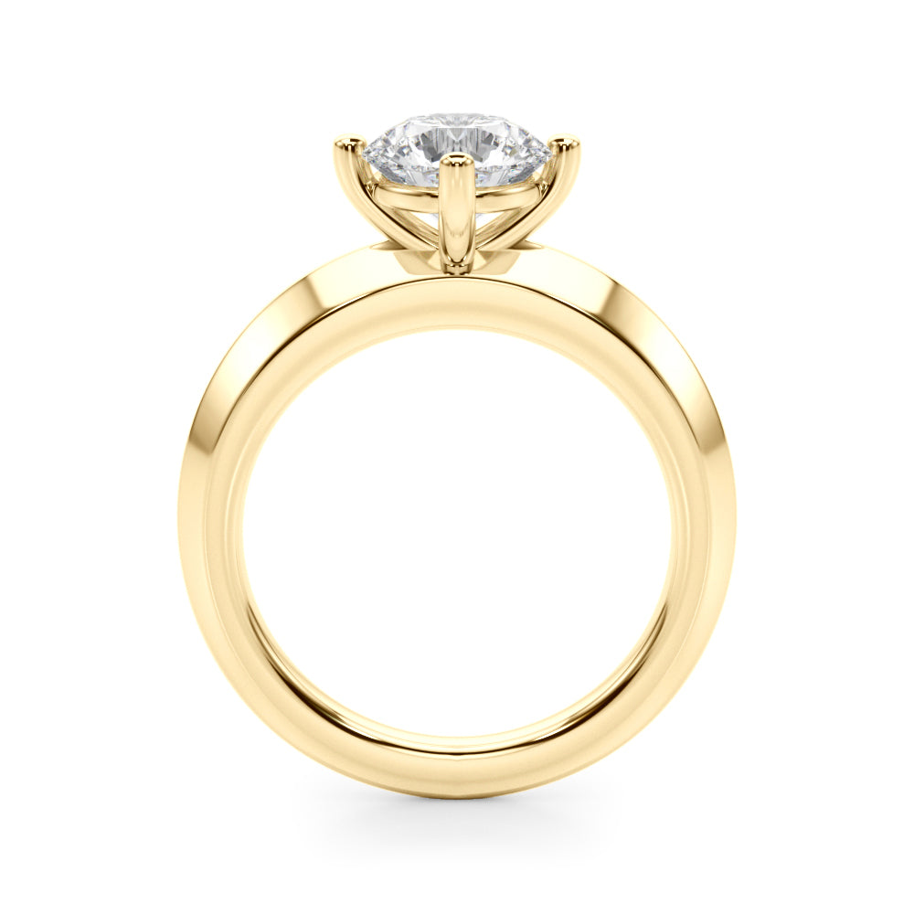 Sophisticated Knife Edge Solitaire Eng Ring Round Diamond Engagement Ring in 10K/14K gold and platinum with certified lab-grown or natural diamonds