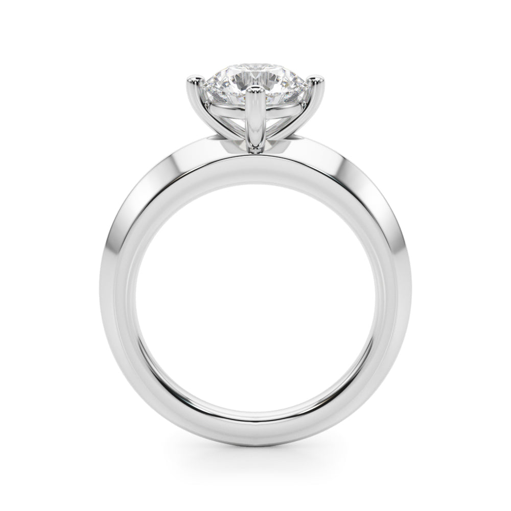 Sophisticated Knife Edge Solitaire Eng Ring Round Diamond Engagement Ring in 10K/14K gold and platinum with certified lab-grown or natural diamonds