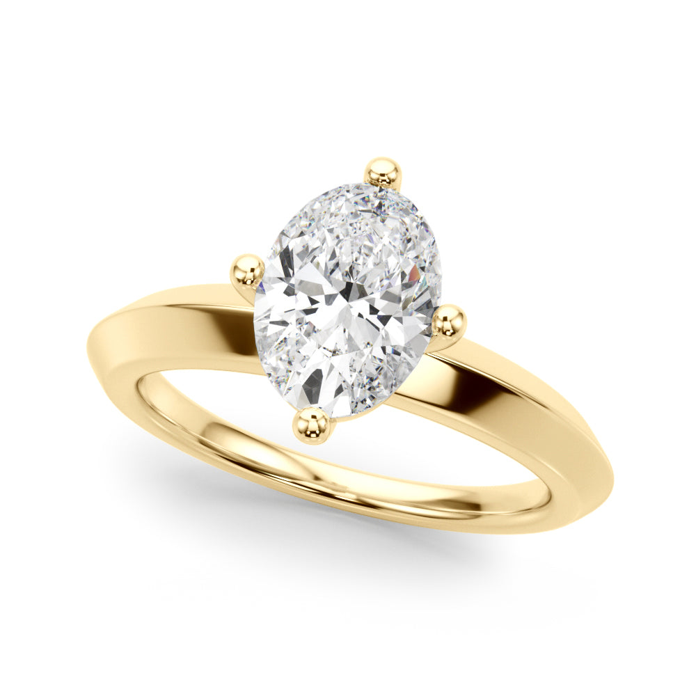 Eternal Knife Edge Solitaire Eng Ring Oval Diamond Engagement Ring in 10K/14K gold and platinum with certified lab-grown or natural diamonds