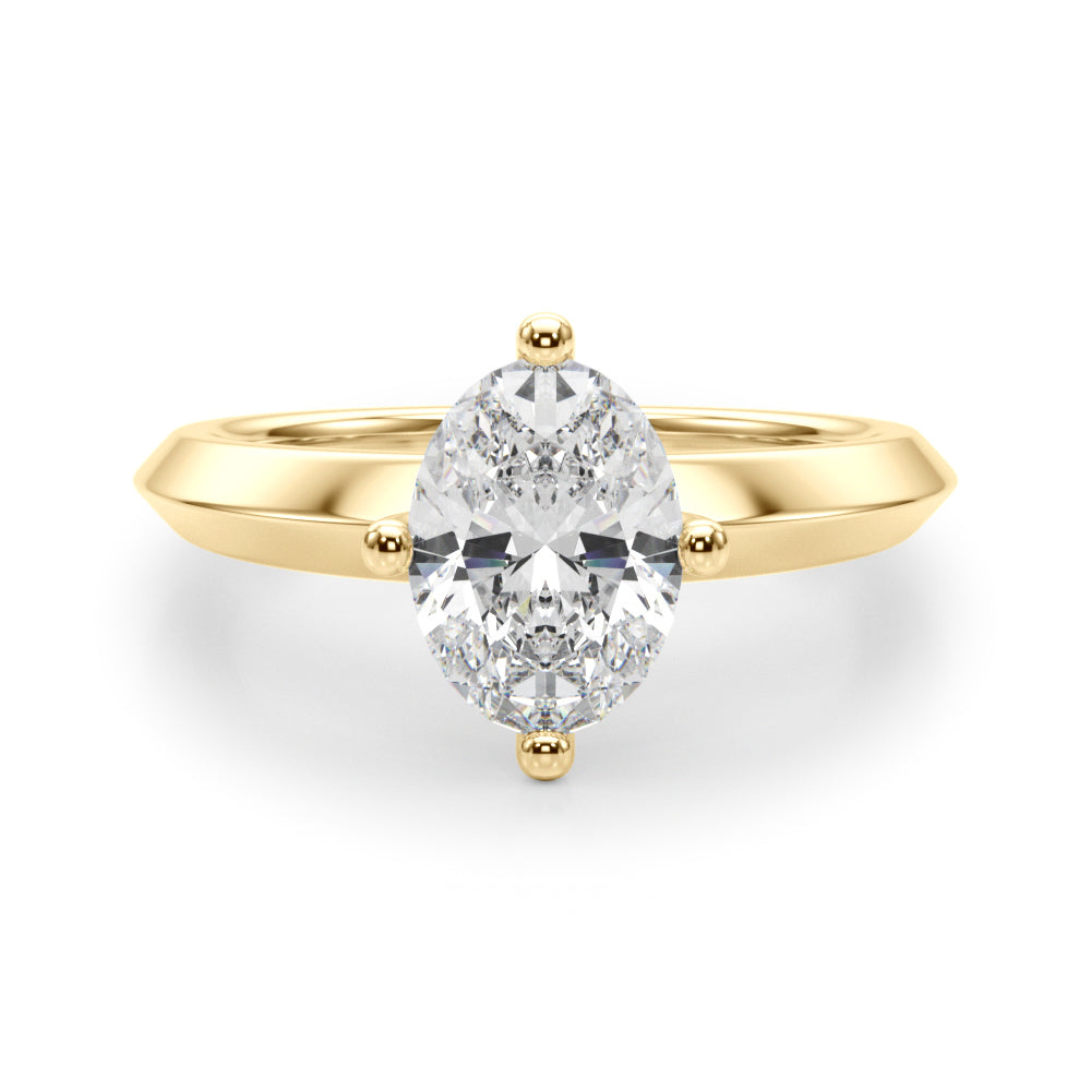 Eternal Knife Edge Solitaire Eng Ring Oval Diamond Engagement Ring in 10K/14K gold and platinum with certified lab-grown or natural diamonds