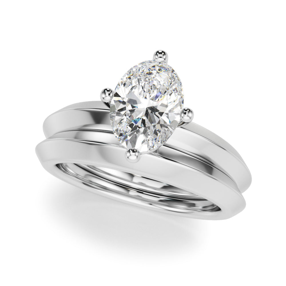Eternal Knife Edge Solitaire Eng Ring Oval Diamond Engagement Ring in 10K/14K gold and platinum with certified lab-grown or natural diamonds